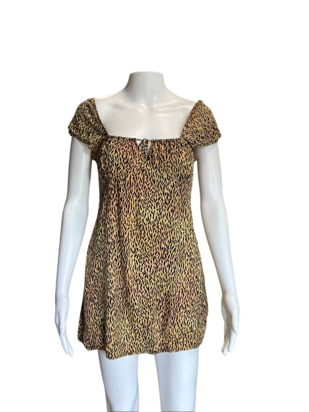 Motel Cheetah Print Off-the-Shoulder Mini Dress Size Small